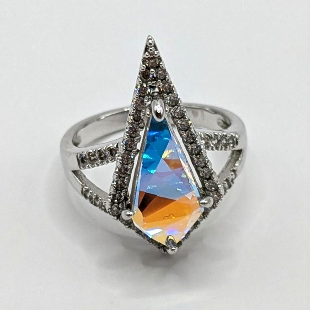Fragrant Jewels Unicorn Tears Collection Pointed Crystal Prism Rhinestone Ring 6